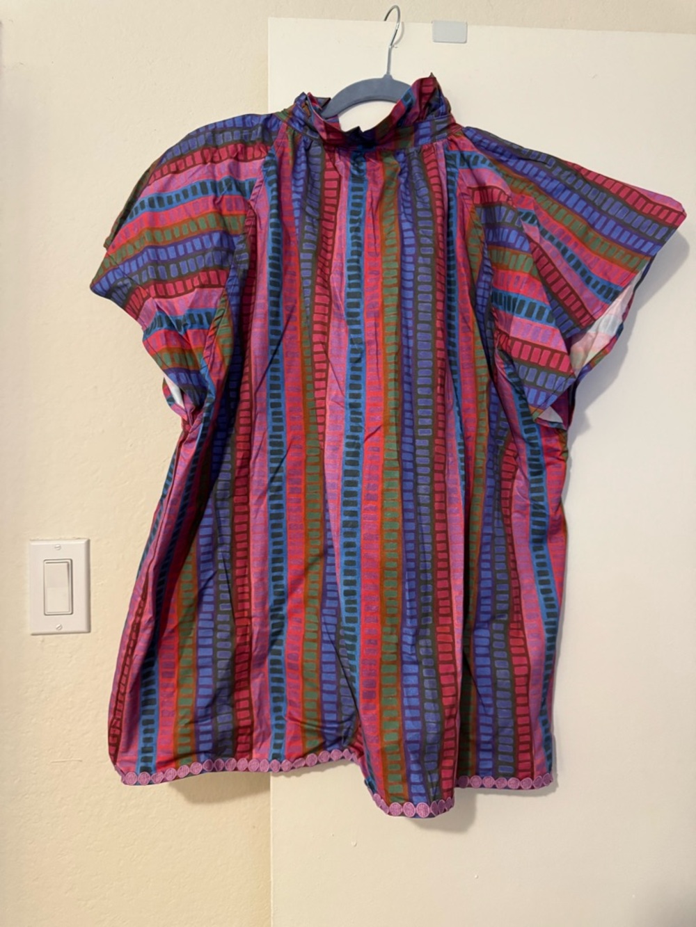 Marie Multicolor Stripe Ruffle-Neck Blouse - Picture 2 of 3